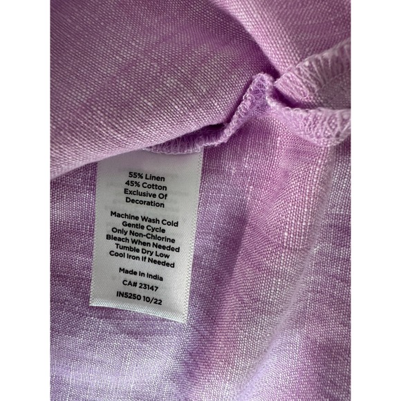 Talbots Petite Linen Cotton Butterfly Embroidered Square Neck Blouse P NWT - Picture 3 of 3